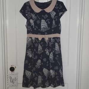 Sourpuss nautical retro blue dress